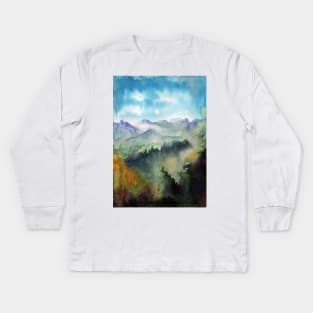 Watercolor landscape sky clouds Kids Long Sleeve T-Shirt